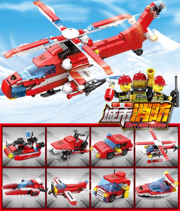 KAZI / GBL / BOZHI KY80514-2 City Fire: Heavy Fire Helicopter 8IN1 8 Fit 1